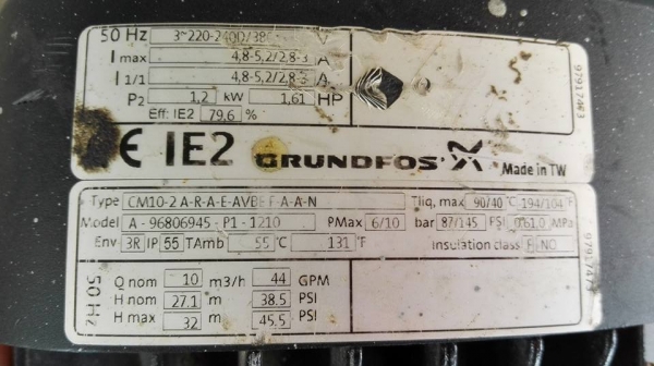 **ขอบคุณผู้ซื้อ&amp;พี่เสือครับ**ปั้มน้ำ GRUNDFOS(กรุนด์ฟอส) 1.6 HP 380V เข้า 2"- 2" ใบพัดสแตนเลส สภาพใหม่เดิมทุกเม็ดวิ่งเงียบพร้อมใช้งาน!!