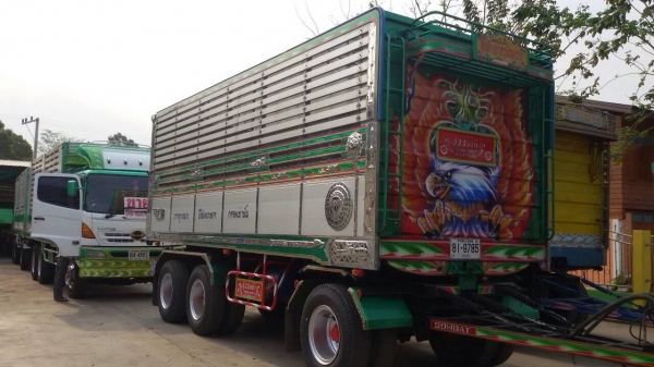 ขายรถพ่วงดัมพ์ HINO เครื่อง 344 แรง ปี 57 กระบะดัมพ์มิเนียมอู่ ส.สมบัติ ลูก 3 เพลา ยาว 7 เมตร