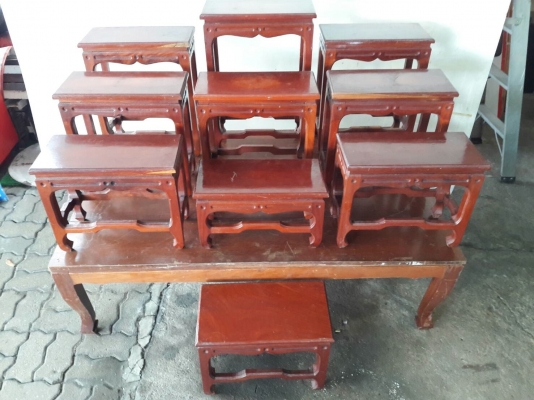 โต๊ะหมู่บูชา ไม้เนื้อแข็ง ชุด ๑๑ ตัว โต๊ะหมู่บูชา ไม้เนื้อแข็ง ชุด ๑๑ ตัว