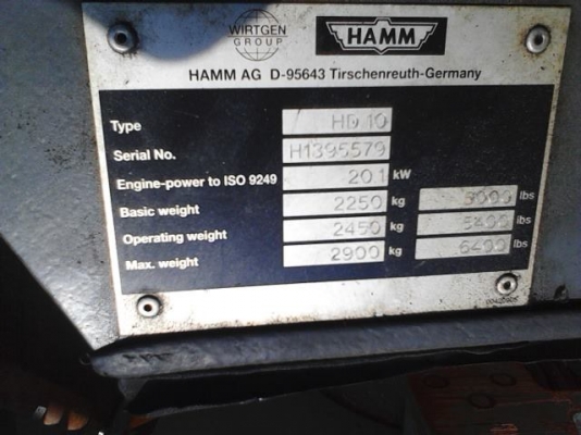 รถบด HAMM รุ่น HD 10 ขนาด 3 ตัน รถบด HAMM รุ่น HD 10 ขนาด 3 ตัน