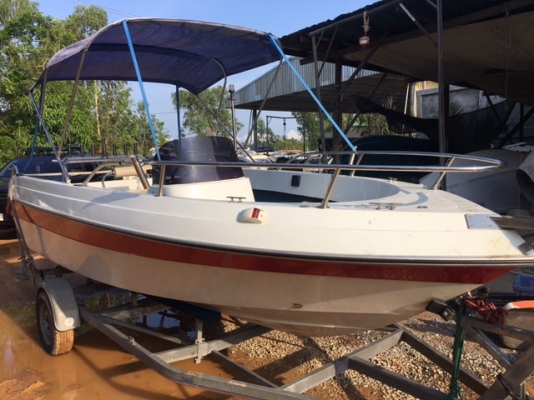 ขายเรือใหม่ลงน้ำสองครั้ง18ฟุต วางเครื่องวิ่งได้เลยไม่รวมเทลเลอร์