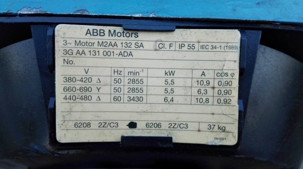 ** ขอบคุณผู้ซื้อ&amp;พี่เสือ!! ** โบวเวอร์ TVM Made in ITALY มอเตอร์ ABB 7.5 HP 2855RPM 380V สภาพสวยสดใหม่พร้อมใช้มาเทสก่อนได้!!