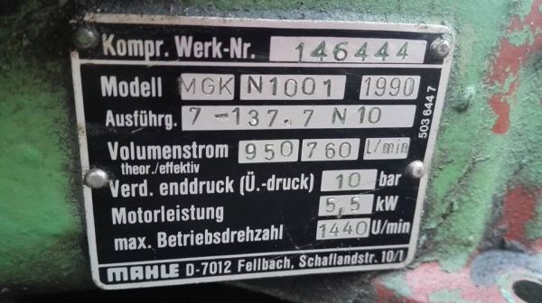 หัวปั้มลมชนตรงมอเตอร์ MAHLE(มาเล่) Made in Germany 7.5 HP 380V หัวลมคุณภาพสูงจากประเทศเยอรมันแบบชนตรง!!