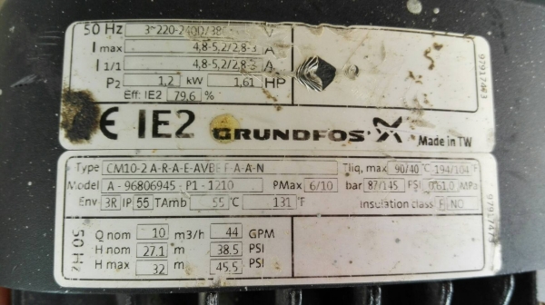 Sell> ขายปั้มน้ำ GRUNDFOS(กรุนด์ฟอส) 1.6 HP 380V เข้า 2"- 2" ใบพัดสแตนเลส สภาพใหม่เดิมทุกเม็ดวิ่งเงียบพร้อมใช้งาน!!