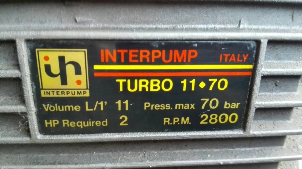 Sell> ขายปั้มฉีดน้ำแรงดันสูง INTER PUMP ITALY มอเตอร์ 2 HP. 220V. แรงดัน 70 bar. ใช้ไฟบ้าน งานอิตาลีคุณภาพสูงสภาพสวยวิ่งนิ่มพร้อมใช้งาน (ฝาครอบใบพัดท้ายแตก!!)