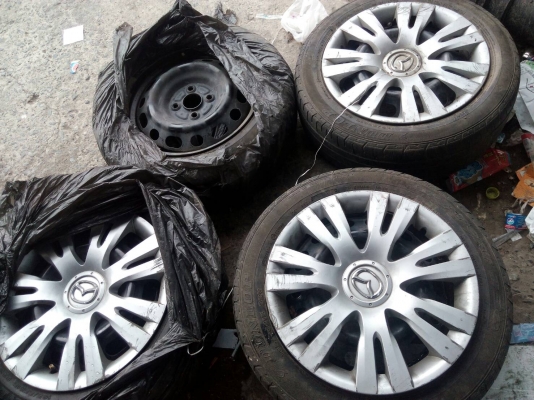 กะทะล้อขอบ 15 ขนาด 4 รู 100  พร้อมยาง DUNLOP 185/55R15  ล้อ tel.081-4273941 ไอดีไลน์ 0814273941
