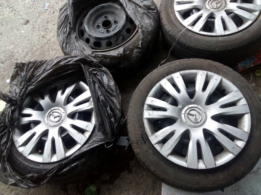 กะทะล้อขอบ 15 ขนาด 4 รู 100  พร้อมยาง DUNLOP 185/55R15  ล้อ tel.081-4273941 ไอดีไลน์ 0814273941