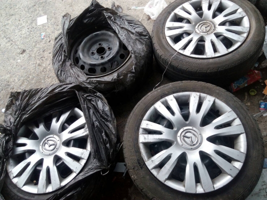 กะทะล้อขอบ 15 ขนาด 4 รู 100  พร้อมยาง DUNLOP 185/55R15  ล้อ tel.081-4273941 ไอดีไลน์ 0814273941