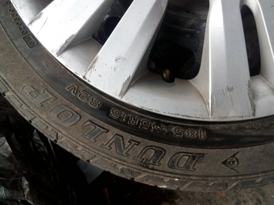 กะทะล้อขอบ 15 ขนาด 4 รู 100  พร้อมยาง DUNLOP 185/55R15  ล้อ tel.081-4273941 ไอดีไลน์ 0814273941