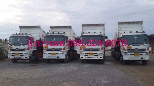 ขายรถพ่วง Hino Mega เครื่อง 320 แรง มี 4 พ่วง ปี 48,49 กระบะด้มพ์สามมิตร ลูก 2 เพลา รถพร้อมใช้งาน