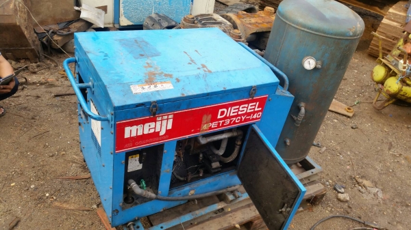 ขาย ปั้มลม/ เครื่องปั้มลม/ ARICOMPRESSOR ขนาดเล็ก MEIJI ดีเชลYANMAR 6.7PS สูบเดียว