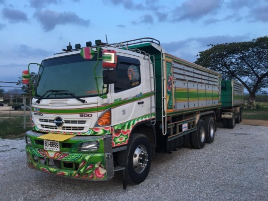 ขายสิบล้อ HINO FM1A 344 แม่ปี58 ลูกปี57 พ่วงแม่ลูกดั้มเนียมกะบะอู่เสรีชัย ยาง 80\% รถสวยพร้อมใช้งาน