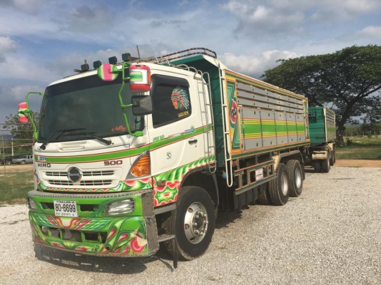 ขายสิบล้อ HINO FM1A 344 แม่ปี58 ลูกปี57 พ่วงแม่ลูกดั้มเนียมกะบะอู่เสรีชัย ยาง 80\% รถสวยพร้อมใช้งาน
