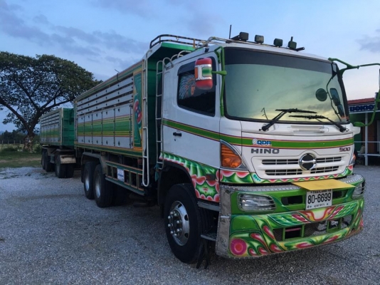 ขายสิบล้อ HINO FM1A 344 แม่ปี58 ลูกปี57 พ่วงแม่ลูกดั้มเนียมกะบะอู่เสรีชัย ยาง 80\% รถสวยพร้อมใช้งาน