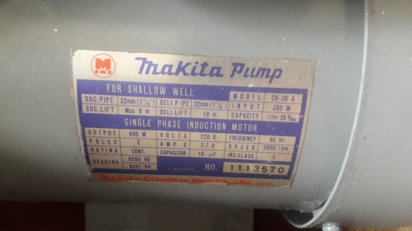 ขาย !! ปั้มน้ำหอยโข่ง.มากีต้า.ขนาด400w.220v.สภาพดีพร้อมใช้