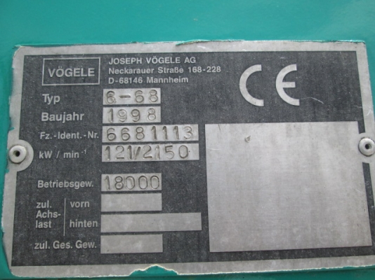 ขายรถปูยาง VOGELE SUPER1800