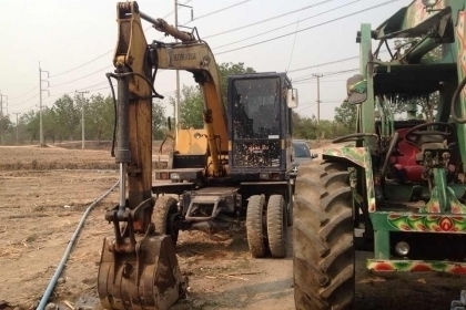 แบคโฮล้อยาง KOMATSU PW 60-3 -2เพลาพร้อมหัวคีบ+ปุ้งกี๋
