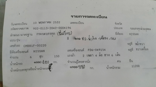 รถนิสสัน 6 ล้อ พี้นเรียบ CMB  150 แรงม้า. ปี 32.   สนใจติดต่อ  081 - 6079515