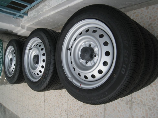 ขายกะทะล้อ toyota vios 14" 4/100 +ฝาครอบ+ยางปี13(081-3747940)