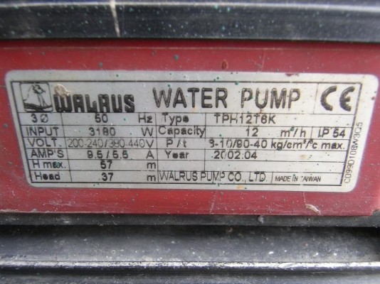 ขายปั้มน้ำหอยโข่งใบพัดหลายชั้น เเรงมาก ยี่ห้อ Walrus 4HP.380 V ใบพัดสแตนเลสอย่างดี สภาพสวยพร้อมใช้งาน รับประกันคุณภาพ ขายปั้มน้ำหอยโข่งใบพัดหลายชั้น เเรงมาก ยี่ห้อ Walrus 4HP.380 V ใบพัดสแตนเลสอย่างดี สภาพสวยพร้อมใช้งาน รับประกันคุณภาพ