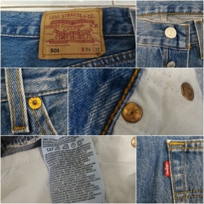 813-ยีนส์Levi's 501 ผ้าทราย ของแท้ มือสอง เอว 35 ยาว 30นิ้วครึ่ง เนื้อทรายสวย ตะเข็บสวย