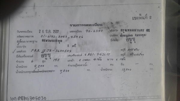 ISUZU รุ่น FRR12JA  6 สูบ  175 แรงม้า กระบะ ยาว 5.60 เมตร