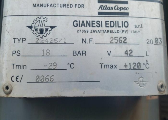 เครื่องปั้มลม 18 BAR ยี่ห้อ ATLAS เครื่องดีเชล 4 สูบ เทอร์โบ มีล้อลาก เก่าญี่ปุ่น