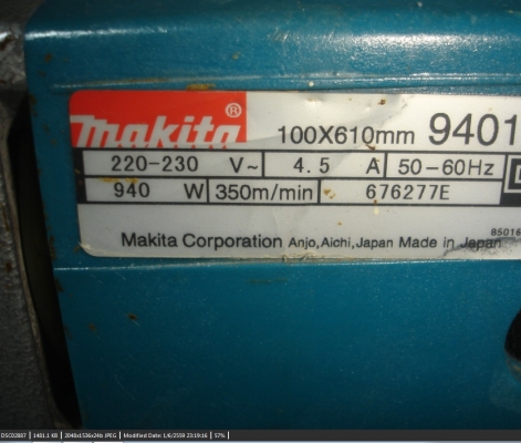 ขายเครื่องขัดกระดาษทรายสายพาน4" 9401 940W. MAKITA