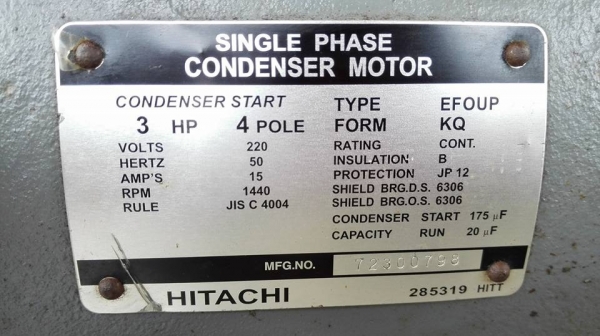 ** ขอบคุณผู้ซื้อ&amp;พี่เสือครับ ** มอเตอร์ HITACHI 3 HP 220V ไฟบ้านสภาพเทพเดิมยันเล็บวิ่งนุ่มมาเทสก่อนได้