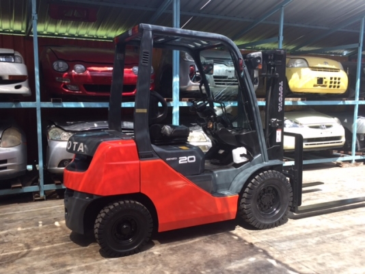 ขายรถโฟลคลิฟท์   TOYOTA 8FD20 , รถใช้งานมา 2 พันกว่าชั่วโมง,เกียร์คลัทร์ , เครื่องยนต์ดีเซล 2Z  , เสายกสูง 3 เมตร  , รถนำเข้าจากญี่ปุ่น 100\%