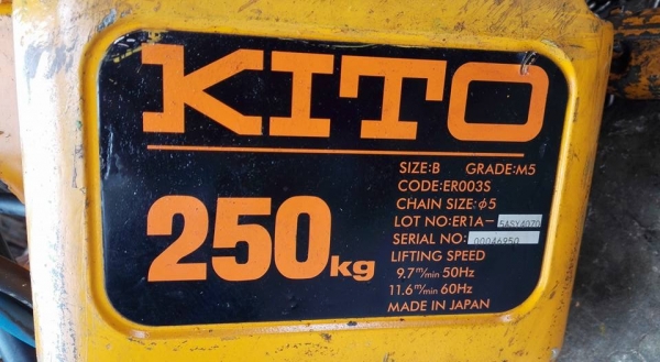 ** เหลือ 1 ตัว **รอกโซ่ไฟฟ้า KITO 250 kg. โซ่ยาว 6-12 เมตร ระบบไฟตรงแท้ 380Vสภาพสวยสดใหม่มาดูมาเทสก่อนได้ครับ!!