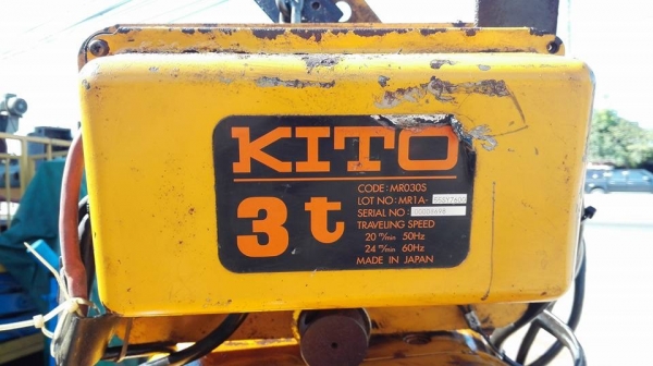 ** SOLD ** รอกโซ่ไฟฟ้า KITO 3 Ton พร้อมตัวเดินราง โซ่ยาว 12 เมตร บอดี้ใหญ่ไซด์พิเศษ ระบบไฟตรงแท้ 380V สดเบิกห้างมาดูมาเทสได้ครับ!!