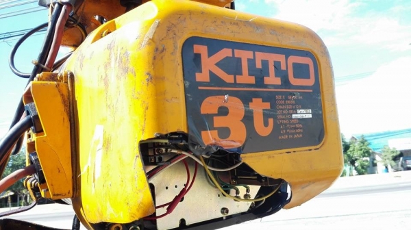 ** SOLD ** รอกโซ่ไฟฟ้า KITO 3 Ton พร้อมตัวเดินราง โซ่ยาว 12 เมตร บอดี้ใหญ่ไซด์พิเศษ ระบบไฟตรงแท้ 380V สดเบิกห้างมาดูมาเทสได้ครับ!!