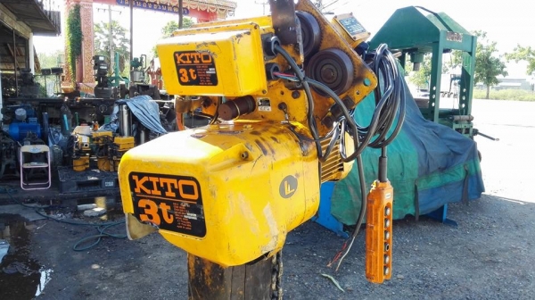 ** SOLD ** รอกโซ่ไฟฟ้า KITO 3 Ton พร้อมตัวเดินราง โซ่ยาว 12 เมตร บอดี้ใหญ่ไซด์พิเศษ ระบบไฟตรงแท้ 380V สดเบิกห้างมาดูมาเทสได้ครับ!!