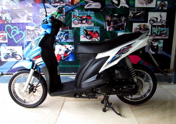 nex สีนํ้าเงินขาว ลายใหม่ รถปี 58 ระบบหัวฉีดประหยัดน้ำมัน ไซร์เล็กขับคล่องตัวสุดๆ แถม 3 รายการ