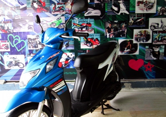 nex สีนํ้าเงินขาว ลายใหม่ รถปี 58 ระบบหัวฉีดประหยัดน้ำมัน ไซร์เล็กขับคล่องตัวสุดๆ แถม 3 รายการ