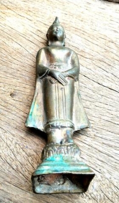 พระปางถวายเนตร สูง 9 นิ้ว เนื้อทองเหลือง พระแท้พระบ้าน