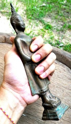 พระปางถวายเนตร สูง 9 นิ้ว เนื้อทองเหลือง พระแท้พระบ้าน