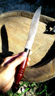 มีดหมอจานยันต์เต็มตั้งแต่ใบมีดถึงด้ามจับเลยทีเดียว ขนาด 12.5 นิ้ว เก่าสวยครับ