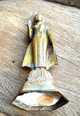 พระปางห้ามญาติ พระประจำวันจันทร์ สูง 9.8นิ้ว เนื้อทองเหลือง พระแท้พระบ้าน