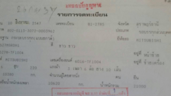 10 ล้อดั้ม 2 เพลา 220 แรง FUSO FN527M-TF1004 เล่มพร้อม