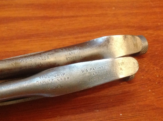ขายคีมล็อคสะสม Vintage Petersen Vise Grip Dewitt, Nebr.  รุ่นแรก สวยงามสมบูรณ์มาก (ขายคู่)
