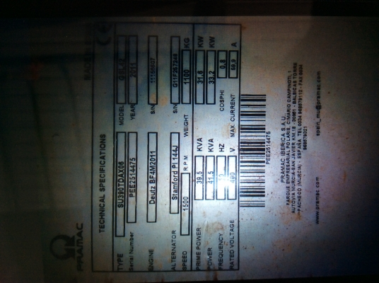 ขายเครื่องปั่นไฟ 40kva ตู้นอก