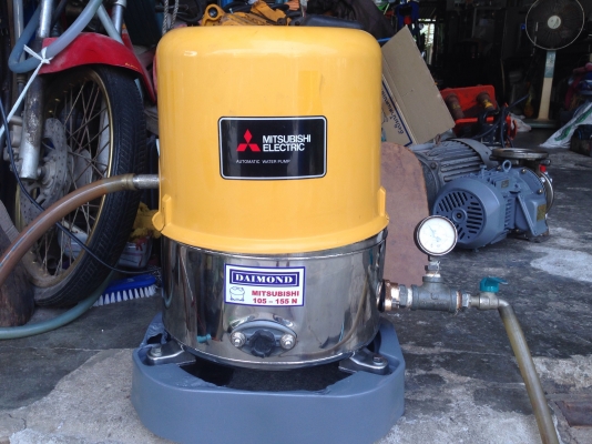 ขายปั้มน้ำอัตโนมัติ Mitsubishi 150W ใส่ถังสแตนเลสของใหม่ หมดปัญหารั่วซึม ตรวจเช็คแรงดันเรียบร้อยแล้ว ไม่มี รั่วซึม พร้อมใช้งาน
