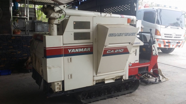 รถเกี่ยวข้าวพร้อมนวดข้าวในตัว แบบนั่งขับ เก่าญี่ปุ่น  YANMAR รุ่น  CA210 เกี่ยวข้าว 3 แถว มีท่อส่งข้าว มีถังอุ้มข้าว