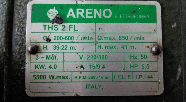 **ขอบคุณผู้ซื้อ&amp;พี่เสือ** ปั้มน้ำหอยโข่งใบทองเหลือง ARENO ITALY 5.5 HP 380V สภาพสวยพร้อมใช้มาเทสได้!!