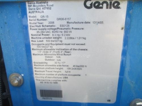 NEW รถกระเช้า GENIE GR15 รหัสสินค้า : 80903870 www.nihonmono.com NEW รถกระเช้า GENIE GR15 รหัสสินค้า : 80903870 www.nihonmono.com