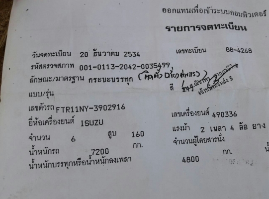 หกล้อ อีซูชุ ร็อค FTR165pawerติดเครน 5ตัน ยาง900 กะบะยาว6.50ม สภาพพร้อมใช้ ทะเบียนพร้อมโอน ราคาถูกๆ