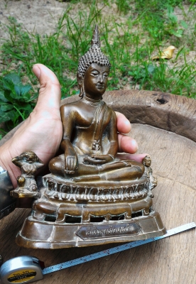 พระพุทธชินราช อุดมวลสารพุทธคุณ ด้านหลังมียันต์ประจำหลวงพ่อ พระบ้านพระแท้ 5นิ้ว