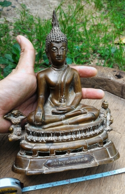 พระพุทธชินราช อุดมวลสารพุทธคุณ ด้านหลังมียันต์ประจำหลวงพ่อ พระบ้านพระแท้ 5นิ้ว